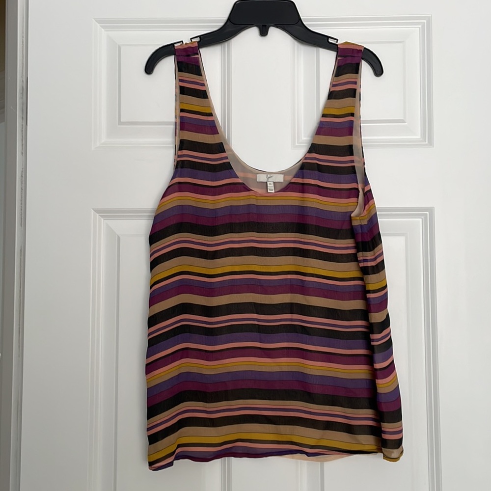 Joie Silk Purple, Black, Pink, Taupe Blouse Sz M